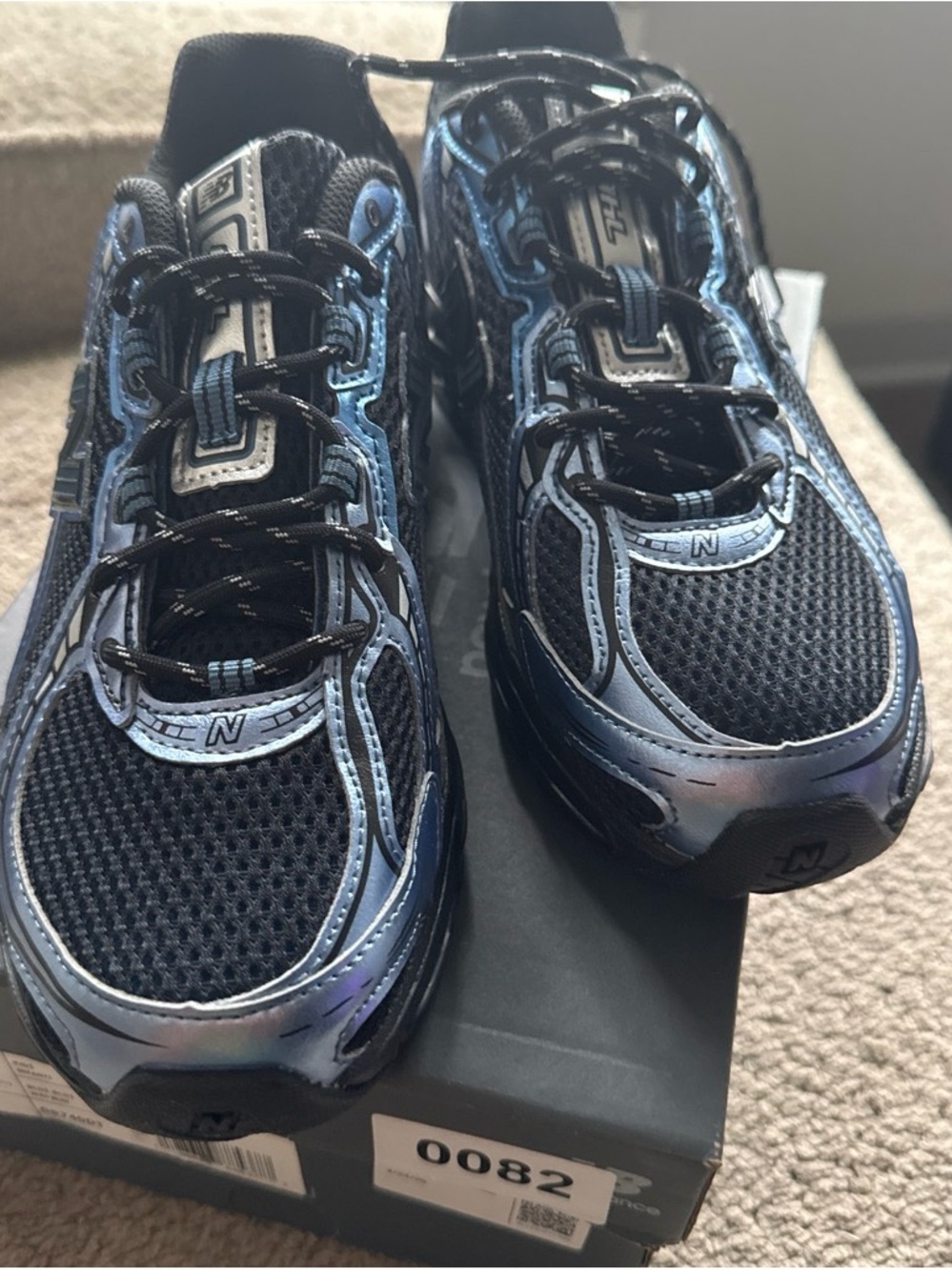 New Balance Kids Black and Blue Mesh Sneakers